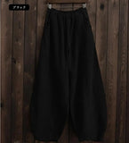 GETADME 2026 Cotton Linen Bloomers Wide Leg Pants Women Vintage Full Length Fashion Elegent Pants Solid Elasitic Waist Spring Autumn 5XL