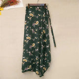 GETADME 11 Colors Women's Summer High Waisted Lace-Up Sexy Wrap Midi Skirt Korean Trendy Beach Elastic Waist Solid All-Match Skirt