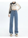 GETADME New Autumn And Winter Styles Suitable For All Seasons Basic Jeans For Women High Waist Retro Wide Leg Versatile And Casual Jeans