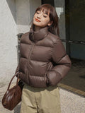 Getadme New Autumn Winter Short Parkas Jacket Women Warm Zipper Loose Down Coat Female Cotton Jacket Solid Thick Windproof Outerwea
