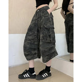 GETADME Lady Retro Fashion Baggy Capri Jeans Female High Waist Thin Denim Pants Girls Fashion Camouflage Straight Leg Trousers