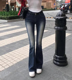 GETADME Low Waist Flared Jeans Slimming Legs Plump Hips Bla ey Cotton Stretch Denim Pants Women's Faion Spring 2025