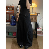 GETADME American Vintage 2000s Style High Waist Brown Jeans Pants 2025 Summer Women's Baggy Y2K Wide Leg Denim Trouser Female Clothes