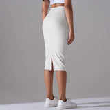 GETADME 여성용 섹시 네이키드 필 원단 스키니 펜슬 스커트 여성 힙 랩 바디콘 하이웨이스트 엘라스틱 스트레치 스플릿 스커트