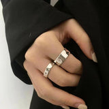 Getadme-2pcs Y2K Shiny Star Opened Rings for Men Women Hiphop Star Zircon Stainless Steel Ring Punk Unisex Couple Rings Party Jewelry