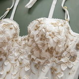GETADME High Street Women's Camisole 2026 New Fashion Embroidered 3D Petal Bustier Bra Cropped Tops Female Thin Underwear