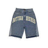 GETADME American Style Harajuku Retro Denim Shorts with Letter Embroidery Oversized Jeans Men Y2k Loose Casual Versatile Shorts Woman