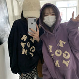 Korean Autumn Winter Letter Print Hoodie Women Casual Long Sleeve Pullover Tops Hood Shirt Harajuku Oversize Sweatshirt Y2k 후드티