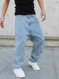 GETADME Spring Autumn Men Baggy Jeans Oversize Straight Loose Casual Denim Trousers Solid Color Streetwear Fashion Y2k Wide Leg Pants