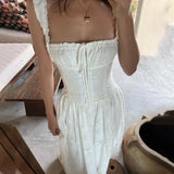 GETADME Temperament Sexy Backless Maxi Dress Hollow Out Mesh Ruched Halter Long Dresses Elegant Women Summer For 2025 Vestidos