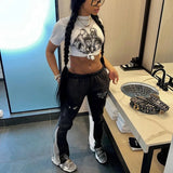 여성 가을 ​​스웨트 팬츠 조거 카고 플레어 팬츠 하이웨이스트 루즈 스트레이트 스택 팬츠 캐주얼 가을 힙합 패션 2023