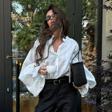 GETADME Fashion White Shirts Women Long Sleeve Oversize Blouse 2025 New Spring Summer Basic Tops Cotton Chic Shirt for Women