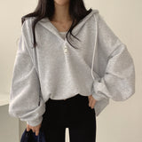 Getadme Style Loose Women Hoodies Outerwear Bat Sleeve Hooded Pullovers Tops  New Autumn All-Matched Chic Female Sweatshirt