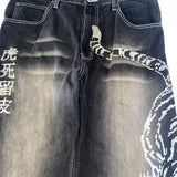GETADME Streetwear New Fashion Oversized Print Baggy Jeans Women Y2K Harajuku Hip Hop Vintage Gothic High Waist Wide Leg Pants Trousers