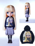 GETADME Harajuku Doll Print Hoodie Korean Style Jacket Womens Loose Fit Long Sleeve Cotton Blend Zip Closure Sweethearts Style Coat
