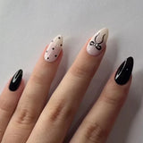 GETADME Gentle Light Pink French Fake Nails 24/30Pcs Almond Acrylic Press On Nails Polka Dot Printed Women and Girls Charm False Nails