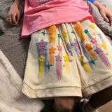 GETADME Summer Running Shorts for Men Casual Jogging Sport Short Pants Pattern Print Color Drawstring Loose Dry Gym Sports Shorts