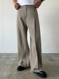 GETADME Men's High Waist Wide Leg Suit Pants Casual Loose Straight Leg Dress Pants Formal Business Streetwear Black Trousers S-2XL 1 Pie