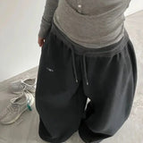 GETADME 2026 Summer Pattern Embroidered Parachute Sweatpants Y2k American Women's Loose Pleated Hip Hop Loose Wide Leg Jogger Pants