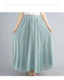 Robe longue en coton et lin Mori Girl, 28 couleurs, taille élastique, coupe trapèze, style ethnique, couleur unie, pour femme.