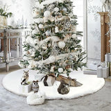 GETADME Christmas Tree Decoration,78/90/122cm White Plush Christmas Tree Skirt,Xmas Tree Base Mat,Christmas Home Decoration 2025