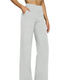 GETADME Casual Loose Straight Leg Pants Women's Summer New Arrival 2025 Pocket Detail Comfortable Fit Long Trousers Fashionable