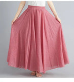 Robe longue en coton et lin Mori Girl, 28 couleurs, taille élastique, coupe trapèze, style ethnique, couleur unie, pour femme.