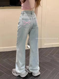 GETADME Women's Straight Leg Design Slimming Jeans Loose Fit Wide Leg Hong Kong Style Mm Design Sensibility