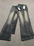 GETADME Oversized Washed Denim Flare Pants Women Spring Summer High Waist Slim Black Grey Jeans American Style Vintage Long Pants