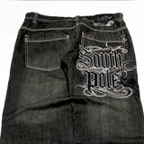 GETADME American Y2K 2025 New Baggy Wide Leg Black Jeans Overszied Women Street Casual Joker Denim Pants Couple Jeans Vintage Streetwear