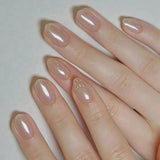 GETADME 10Pcs Nude Color Handmade Press on Nails Full Cover Gradual Change Crystal Clear French Almond False Nails Manicure Nail Tips