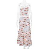 GETADME 2 Piece Outfits,Women Summer Goldfish Pattern Printed Camis and Skirt Set  00s Fairycore 2000s Grunge Aesthetics y2k 2025