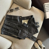 GETADME 2026 New Retro Design Spice Girl Style Sexy A Word Super Shorts Pu Leather Shorts Skirts Women