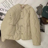 GETADME 한국 버전 핑크 램스울 코튼 패딩 의류 여성 겨울 신상품 두꺼운 라운드넥 램스울 코트 코튼 패딩 재킷