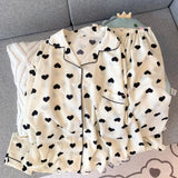 GETADME Embroidery Dog Vintage Plaid 2 Piece Suit Pyjama Femme Korean Style Casual Soft Fashion Women's Pajamas Autumn New Sleepwear