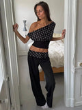 GETADME Blifanbo Fashion Polka Dot Long Pants Women Casual Patchwork Suit Pants Female High Waist Print Loose Trouser Elegant Y2k 2025