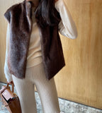 Getadme-Thicken Winter Faux Fur Vest Coat Fashion Loose Women Female Warm Fur Vest Jacket V-neck Casual Sleeveless Coats P801C