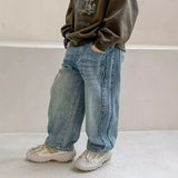 GETADME RAISE Spring Kids Boy Jeans Retro Children Boys Straight Denim Pants 2-10Yrs Boys Casual Versatile Trousers Infant Baby Boy Pant