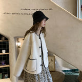 GETADME Women Autumn Winter Warm Teddy Coat Berber Fleece Round Collar Short Jacket Plush Outerwear Female Fashion Streetwear Clothes