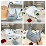 Vintage Star Handbags for Women Fashion Hobos Shoulder Underarm Bag Ladies Clutch Pu Leather Female Armpit Purses Y2k Cool Bag