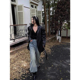 GETADME Y2K 레이스 시스루 블랙 셔츠 여성 스트리트웨어 섹시 할로우 아웃 화이트 블라우스 한국적 감성의 긴팔 시크 자외선 차단 탑 