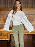 GETADME Tossy White Casual Autumn T-shirt Pullover For Women Bandage High Waist Long Sleeve Commute Loose Tee Female Solid T-shirt 2025