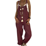 GETADME 여성 점프수트 편안한 롬퍼 얇고 피부 친화적인 루즈한 단색 여성 롬퍼 조절 가능한 스트랩 점프수트 긴 바지 롬퍼