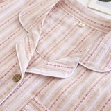 GETADME 2026 New Spring/Summer Couple Set 100% Cotton Striped Long Sleeve Two Piece Set Men's and Women's Cardigan Home Clothes