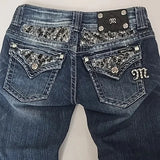 GETADME Gothic Womens Diamond Embroidery Jeans Vintage Low Rise Flared Jeans Women Retro Y2k Baggy Denim Pants High Streetwear Trousers