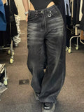 Getadme Vintage Black Wide Leg Jeans Women Oversized High Street Korean Fashion Baggy Denim Trousers Grunge Y2k Female Hip Hop