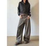 GETADME American Vintage 2000s Style High Waist Camel Jeans Pants Spring Fashion Women's Baggy Y2K Wide Leg Denim Trouser Female Clothes