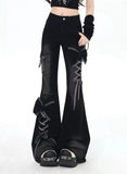 GETADME Y2K Bow Jeans Women 3D Design High Waist Slim Fit Flared Pants Spicy Girl