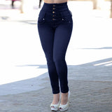 GETADME 2025 New Women Skinny Jeans High Waist Button Denim Pants Push Up Trousers Bodycon Pencil Pants winter ladies jeans streetwear