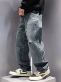 GETADME Men's Baggy Ripped Jeans Fashion Hip Hop Hole Streetwear Distressed Washed Trousers Straight Loose American Denim Pants